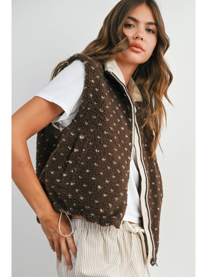 BUTTERMELON - Wholesale Jacket - Women's - Floral Fleece Sleeveless Vest - BMJ784952