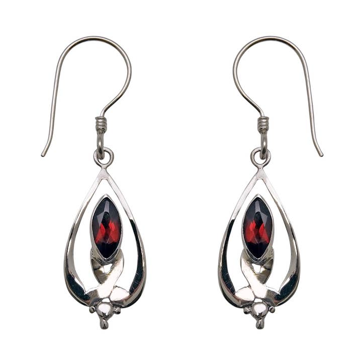 (335CGA) Garnet Marquise Bloom Earrings for wholesale by Vera Wolf