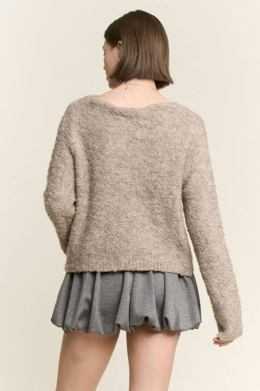 JADE BY JANE - Venta al por mayor Cárdigan - Mujer - CÁRDIGAN DE PUNTO LISO TALLA GRANDE CON BOTONES Y CUELLO REDONDO15