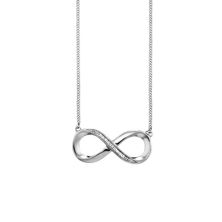 Rhodium-belagt 925 sterling sølv halskæde, hvid topas, 45 cm for engroshandel hos caï