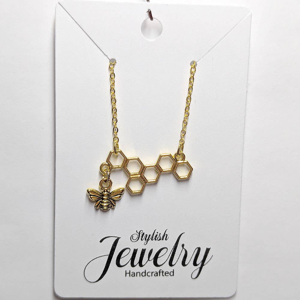 Stylish Jewelry Supply - Wholesale Halskettinghanger - Kleine bij met bijenkorf, antieke gouden halsketting0