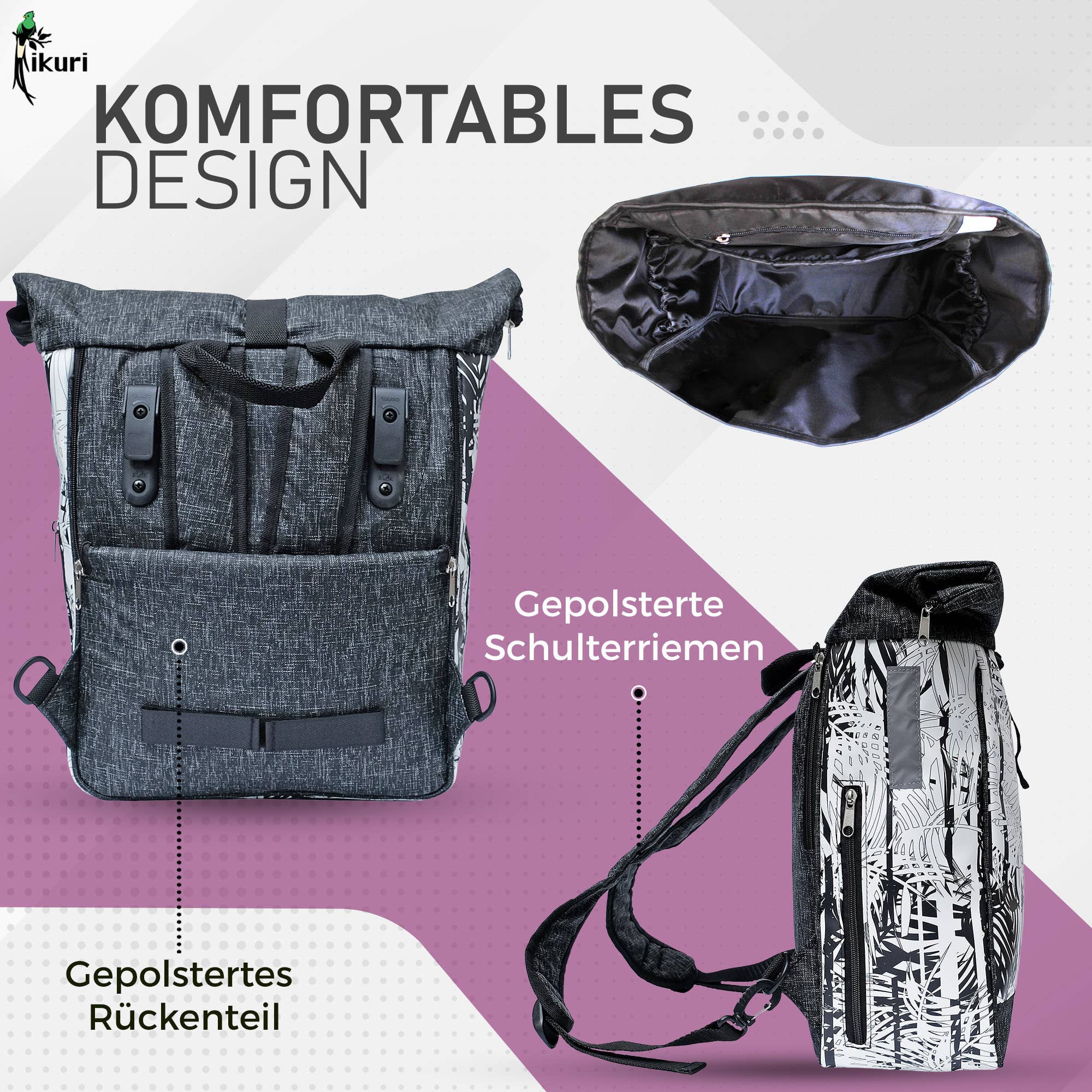 Ikuri - Wholesale Biking Accessories - 2 in 1 Bicycle Bag / Backpack Combo Carrier Palmeras3