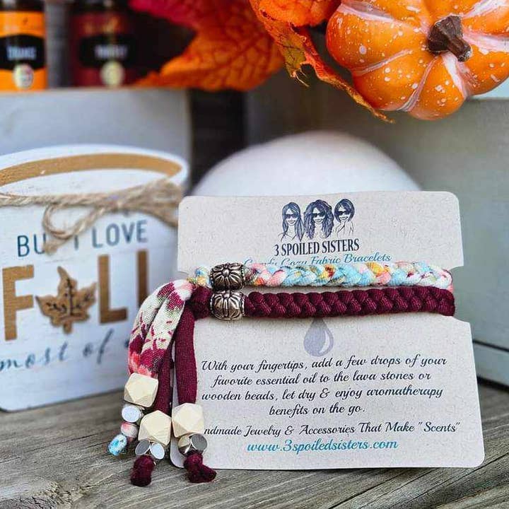 3 Spoiled Sisters - Wholesale Aromatherapy Bracelet - Aromatherapy fabric Bracelet sets (variety pack of 10)