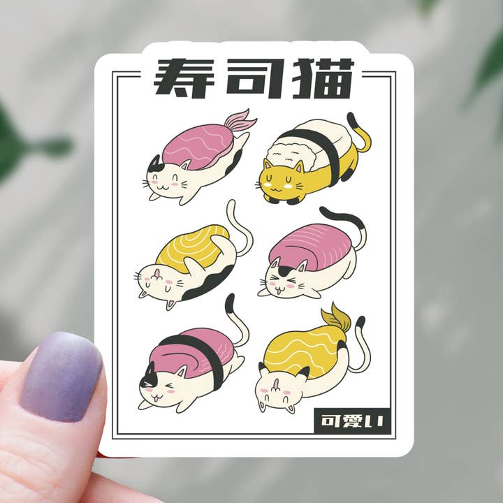 Mimic Gaming Co - Vendita all'ingrosso Adesivo - Adesivo Kanji Cat Sushi - 7,6 cm0