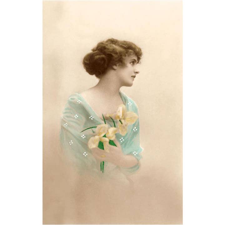 Found Image Press - Wholesale Stationery/Notecard Set - Greeting Card BW-26 Woman with Flowers