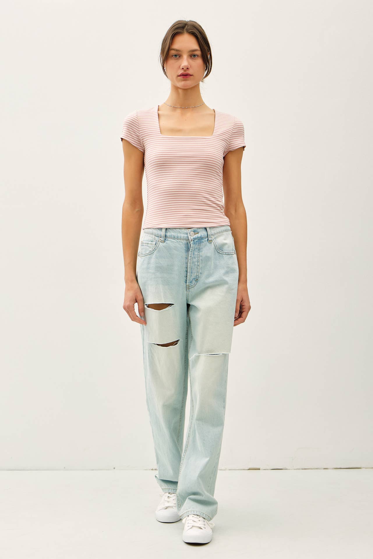 Be Cool - Wholesale Knit Top - Women's - ULTRA SOFT DOUBLE LINED STRIPED SQUARE NECK TOP 16