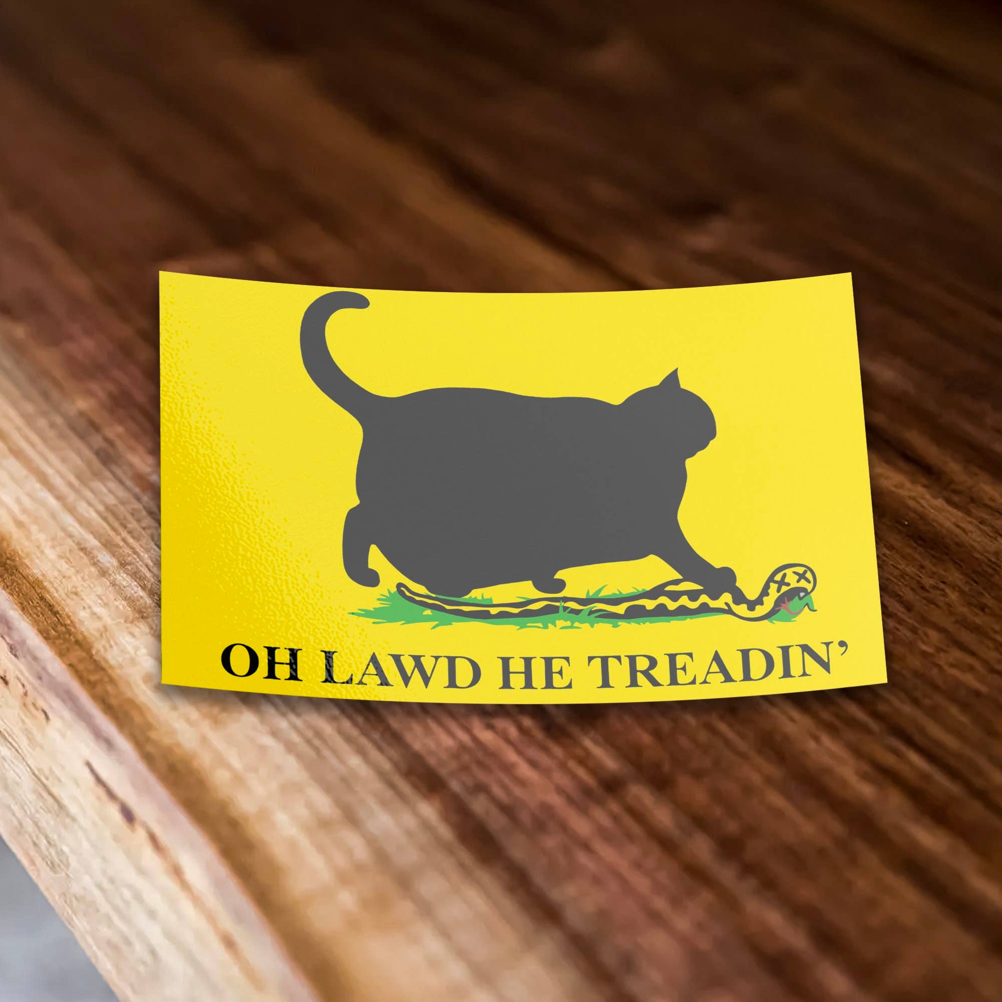 Sticker Bull - Wholesale Sticker - Oh Lawd He Treadin' Funny USA Cat Meme Vinyl Sticker1
