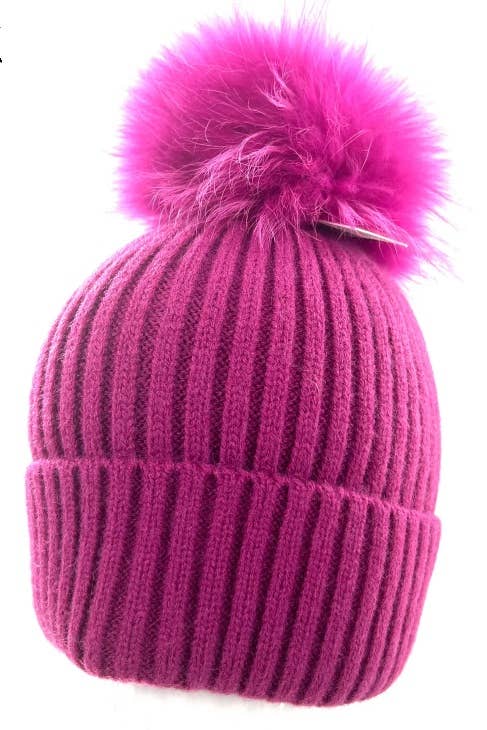 LOOWIE - Vendita all'ingrosso Berretto - Donna - MA003 Berretto in maglia verde vivace con soffice pompon1