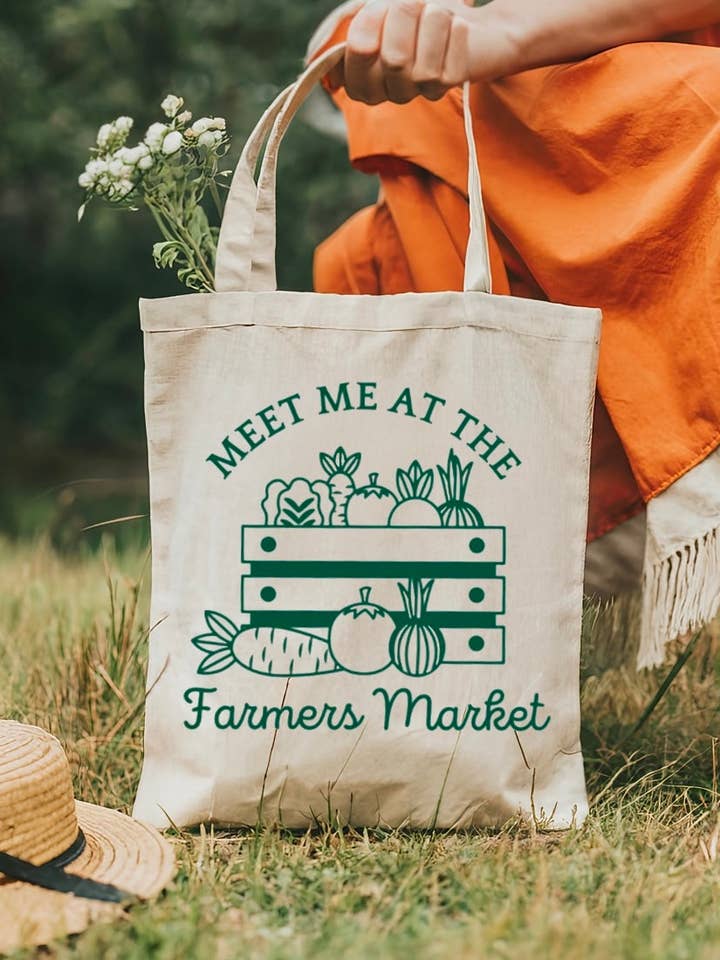 Meet me at the farmers market tote bag for wholesale by Axle Rose Co