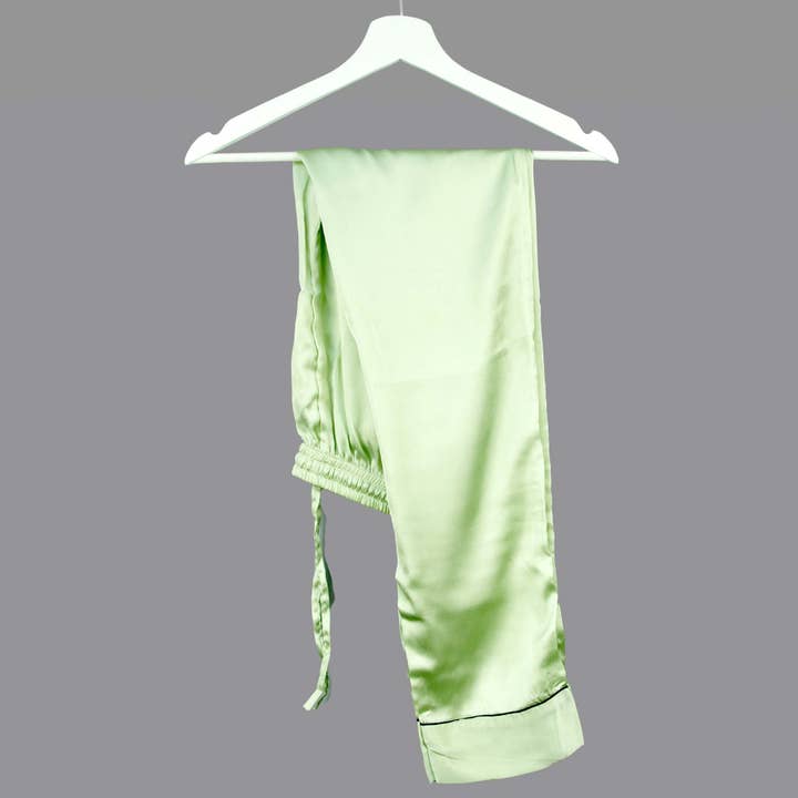 Kantha Decor - Wholesale Sleepwear set – Women's - Long Satin Plain Without Pouch Pyjama Set - Sage2