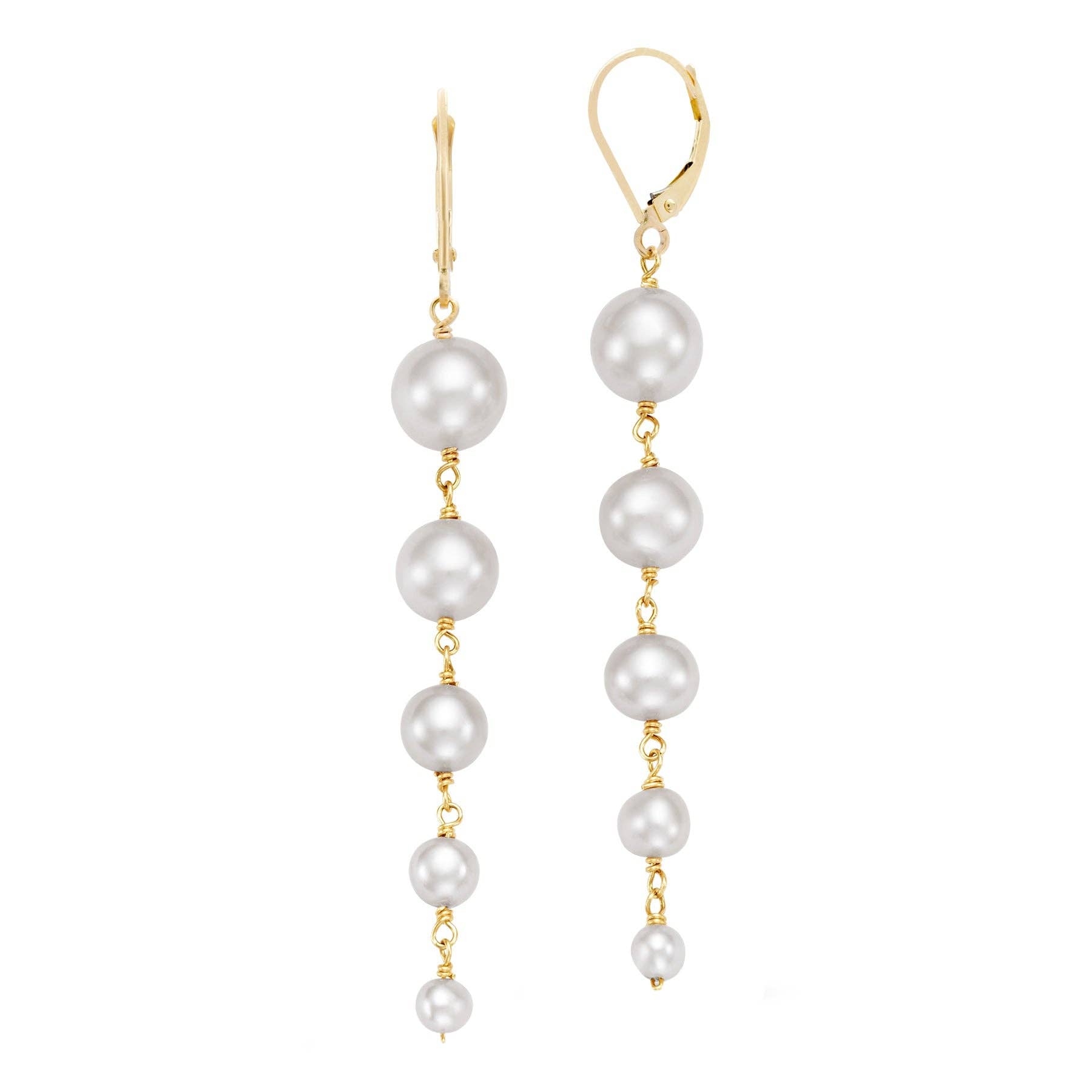 Jewelmak - Wholesale Dangle Earrings - 14k Pink/White Freshwater Pearl Graduated Dangle Earrings3