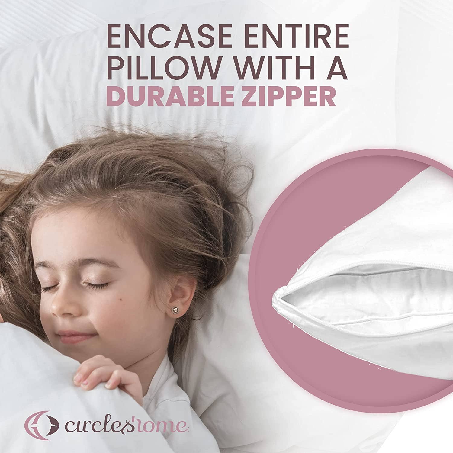 White Circles Home Cotton Zippered Pillow Protector for wholesale on Faire10