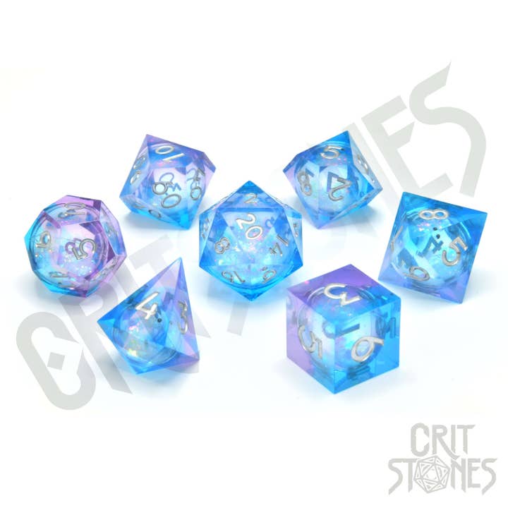 Pink Ice Liquid Core RPG Dice Set for wholesale by GlassStaff