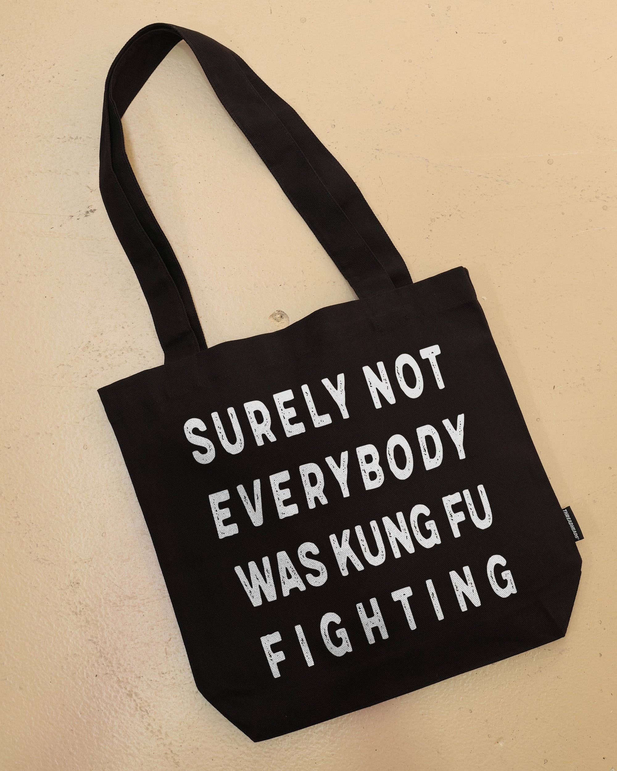Black Kung Fu Fighting Tote Bag for wholesale on Faire