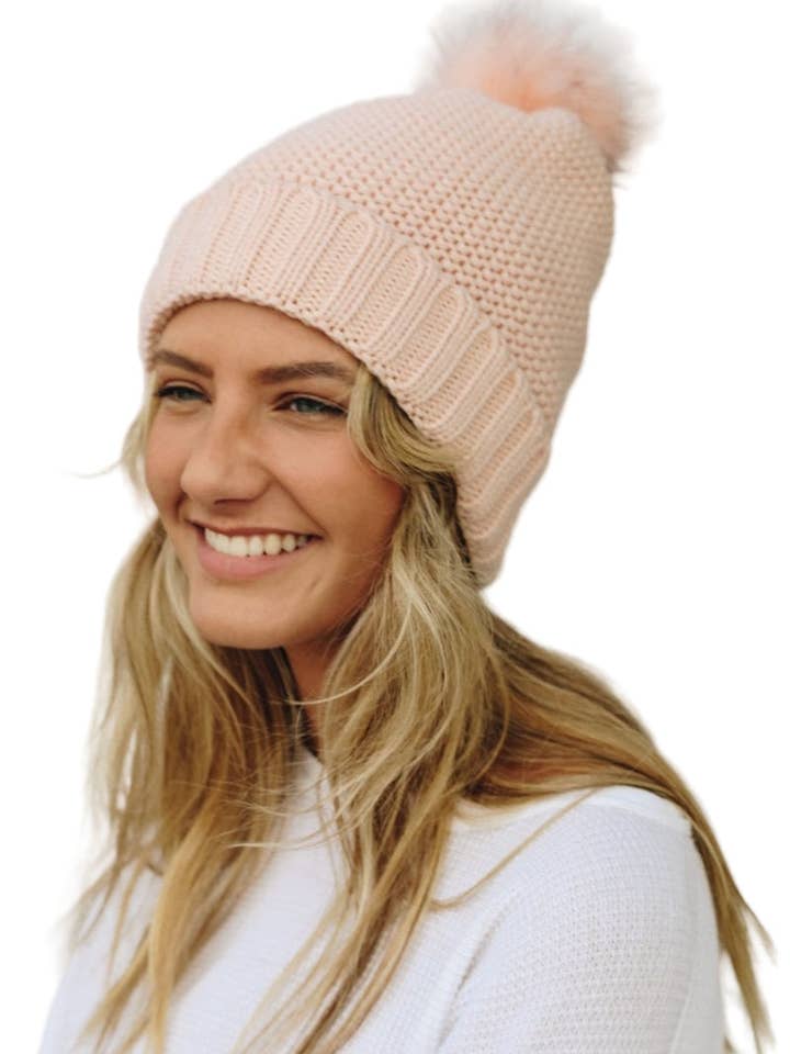 Pom Beanie with Faux Sherpa Lining for wholesale by Garden Naked
