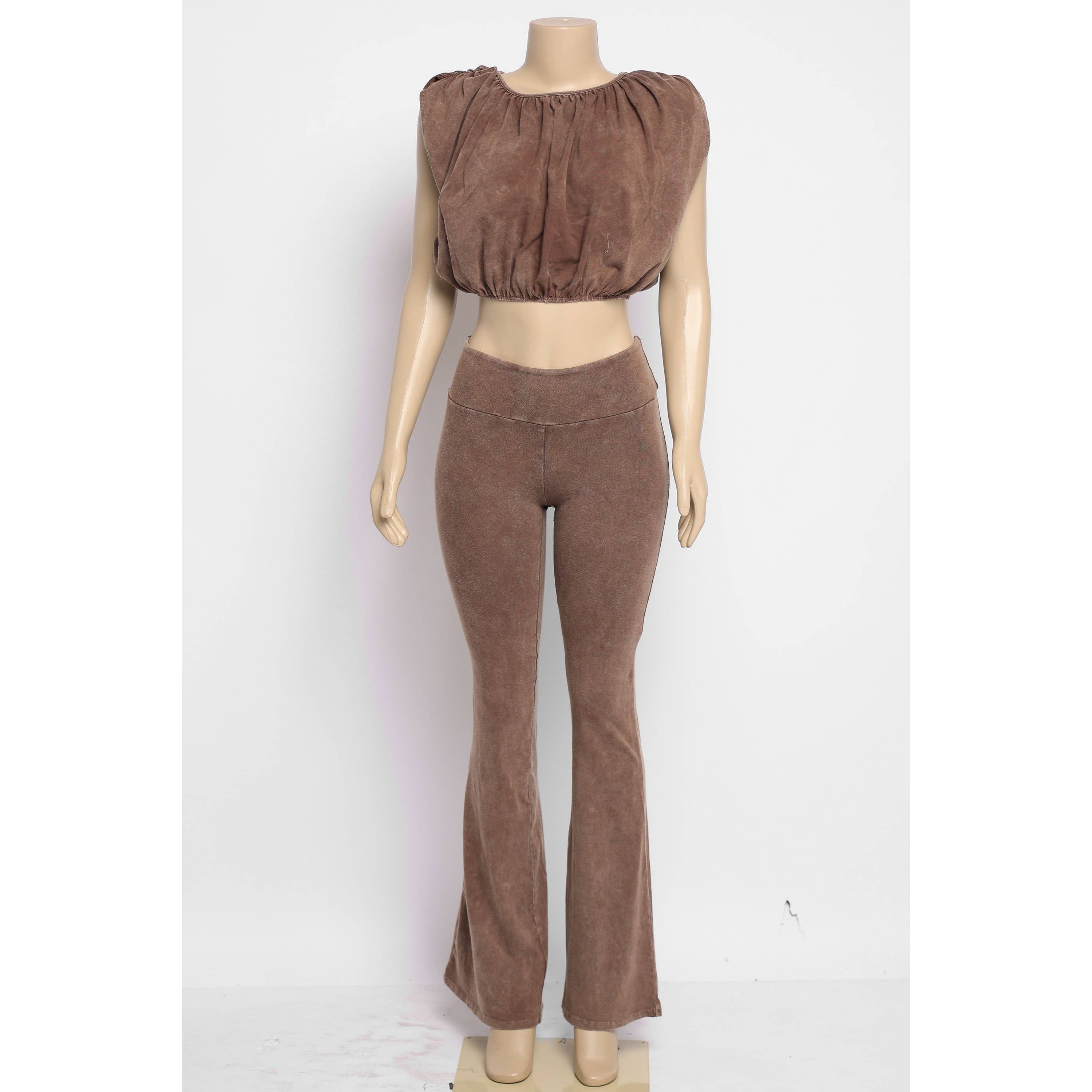 omgstyles – wholesale Top & pants set (NOT Loungewear) – Women's – Mineral Washed Bubble Top & Pants Set4