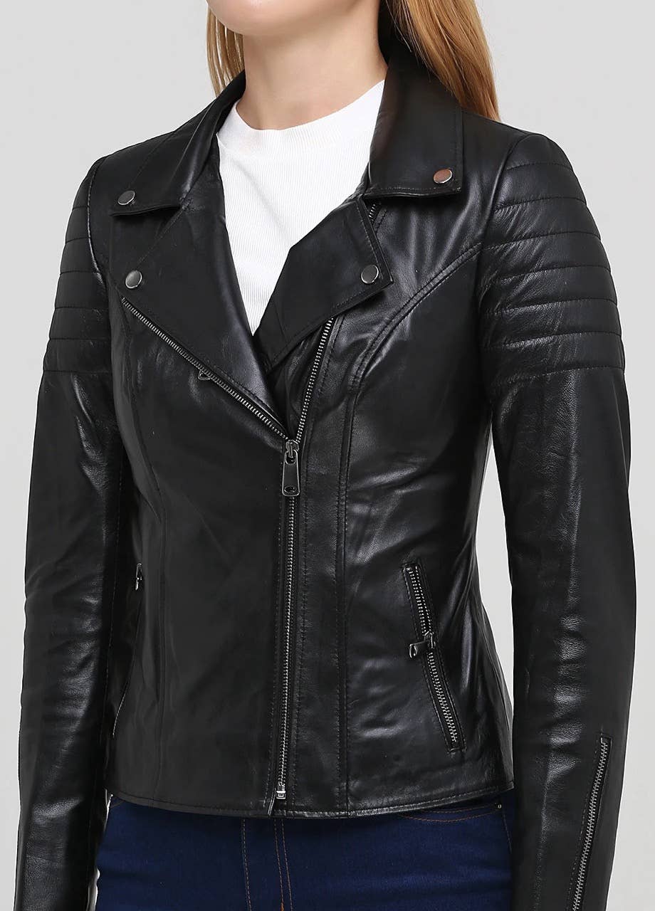 LeatherFactoryON - Wholesale Leather Jacket - Women's - Women's Motorcycle Biker Jacket - Genuine Lambskin Leather2