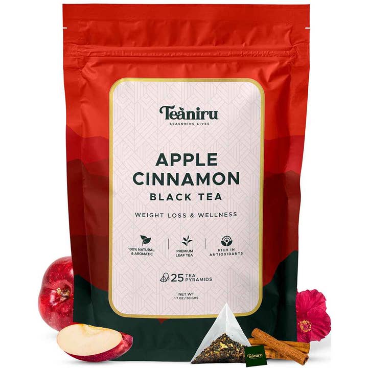 Apple Cinnamon Black Tea - Energy Tea | 25 Pyramid Bags for wholesale by Teaniru