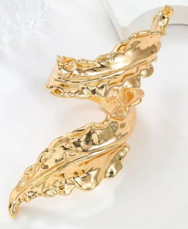 HoopLa - Wholesale Cuff Bracelet - Leaf Bracelet- Hinged- Stainless Steel - Cuff -Arm Band0