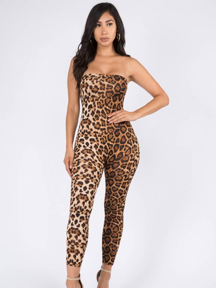 LEOPARD PRINT TUBE JUMPSUIT for wholesale by Fashion Haul Ltd Co