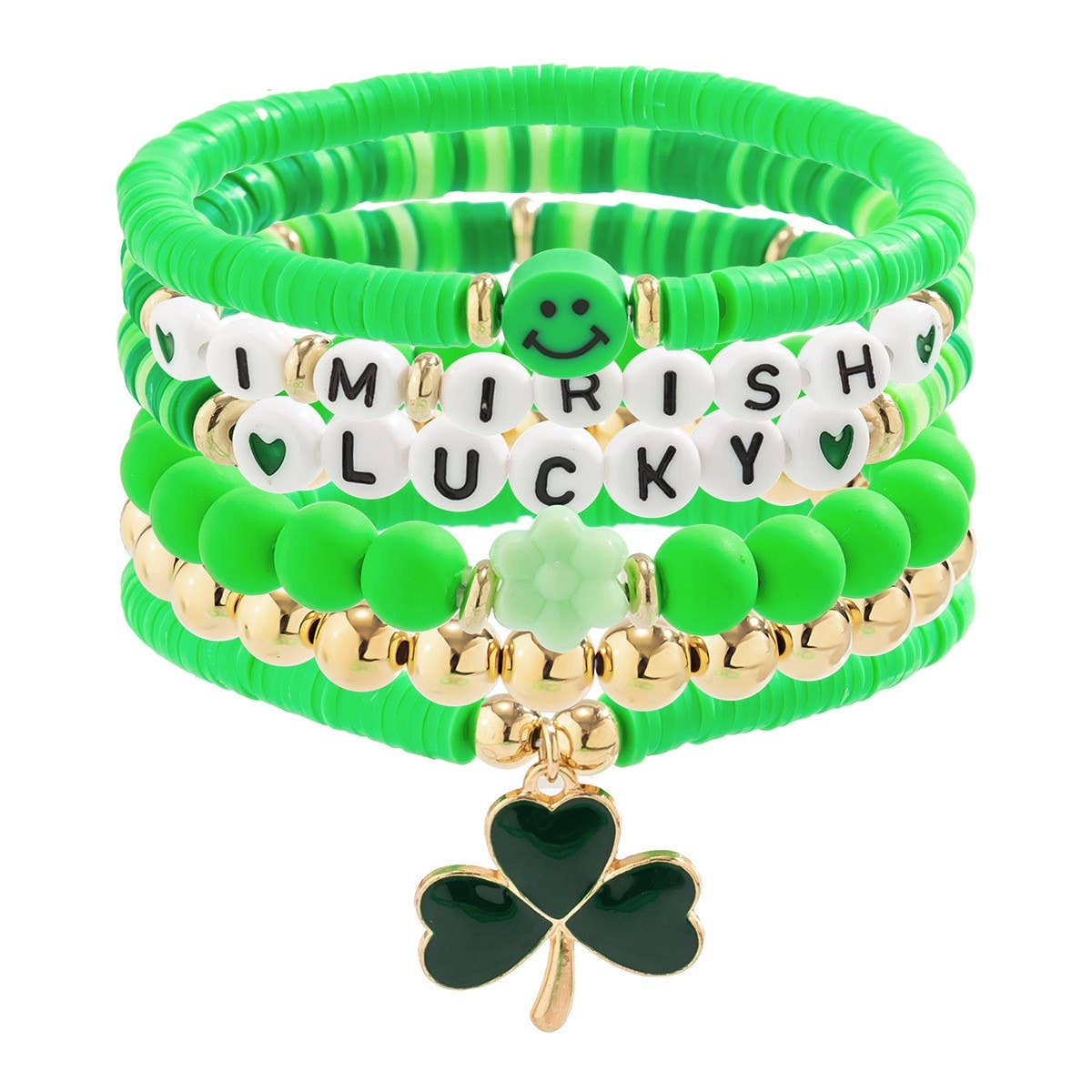 ACCITY - Wholesale Beaded Bracelet - MULTI-LEAF CLOVER LETTER SIMPLE BEADED BRACELET_CWAJE147510