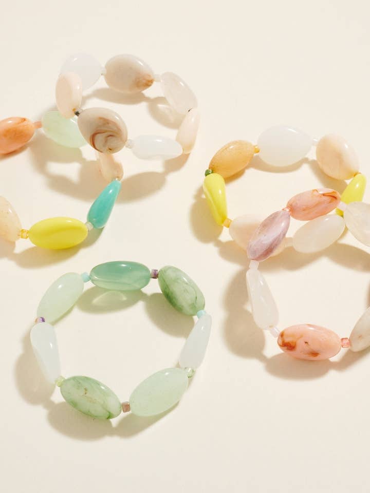 7.25 Inch Mixed Chunky Ombre Bead Stretch Bracelet for wholesale by Designature New York