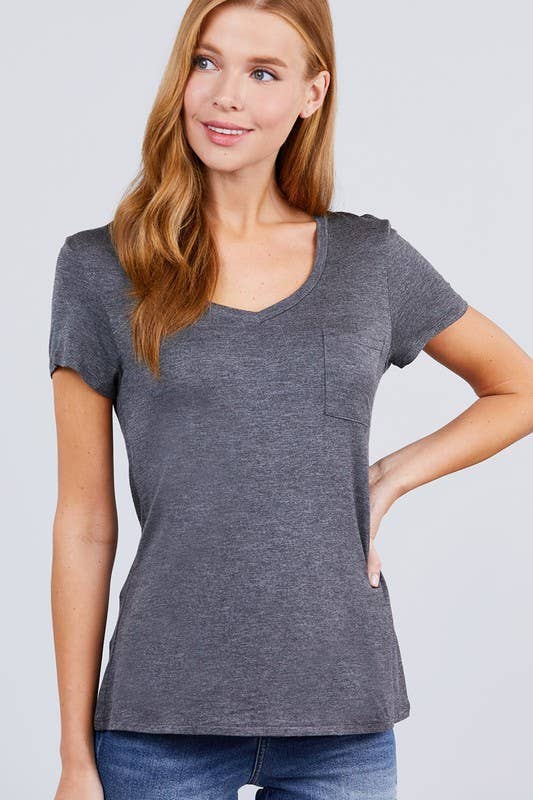 Active Basic | Active USA – Großhandel T-Shirt – Damen – Kurzärmliges Top mit V-Ausschnitt und Tasche32