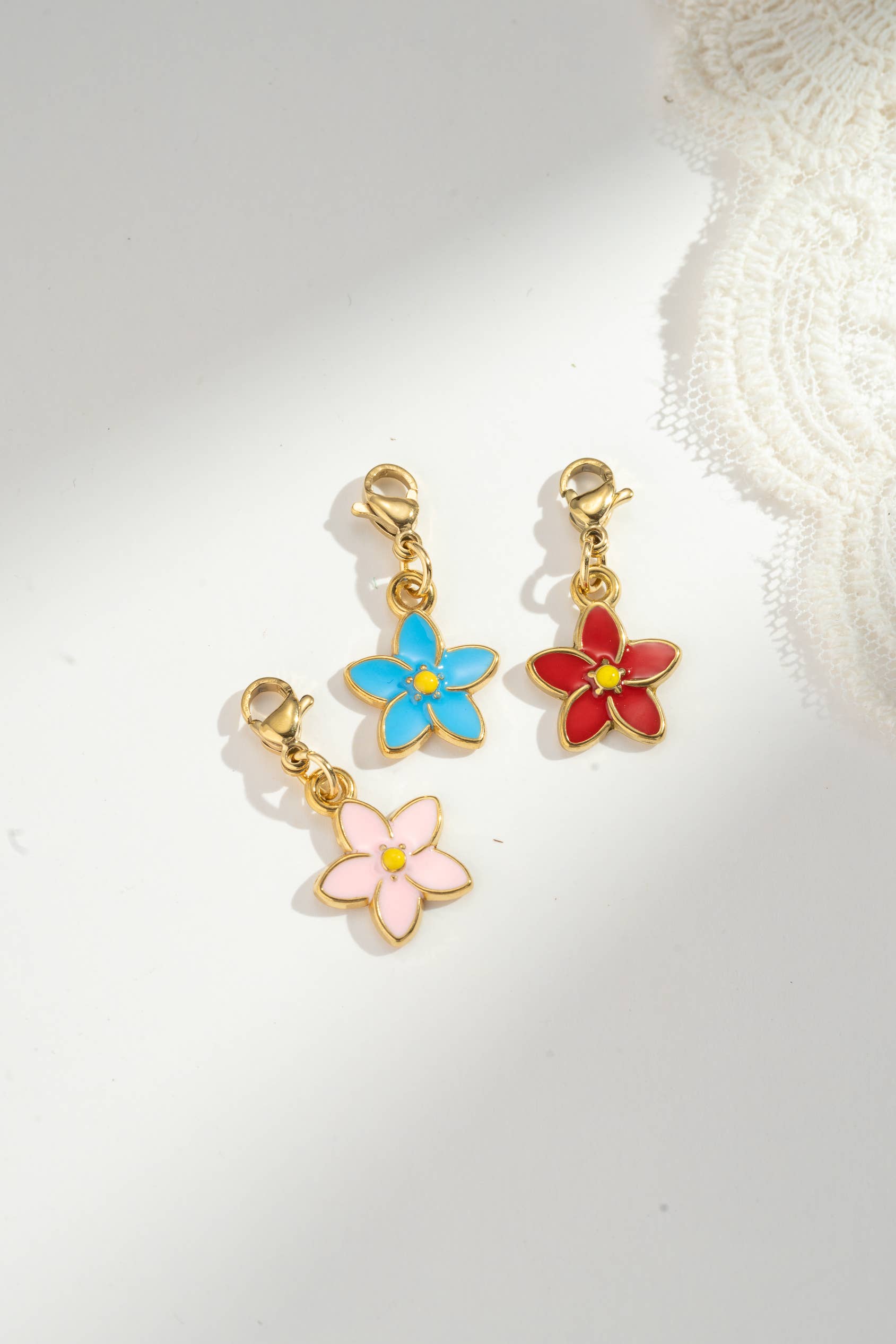 COSMOS - Wholesale Individual Charm/Pendant - Fine and Poetic Stainless Steel Cherry Blossom Pendant3