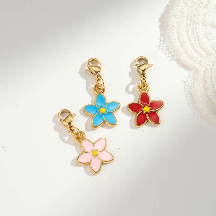 COSMOS - Wholesale Individual Charm/Pendant - Fine and Poetic Stainless Steel Cherry Blossom Pendant3