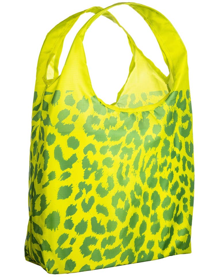 O-WITZ Reusable Shopping Bag - Cheetah Print - Green for wholesale by greatique
