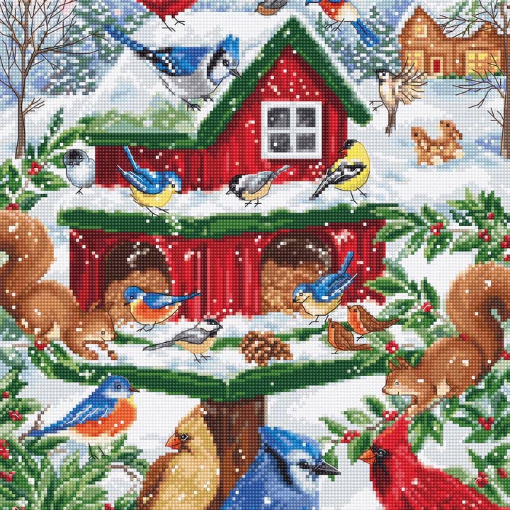 Cross Stitch Kit Luca-S - Blissful Bird Feeder, B2417 for wholesale by Luca-S