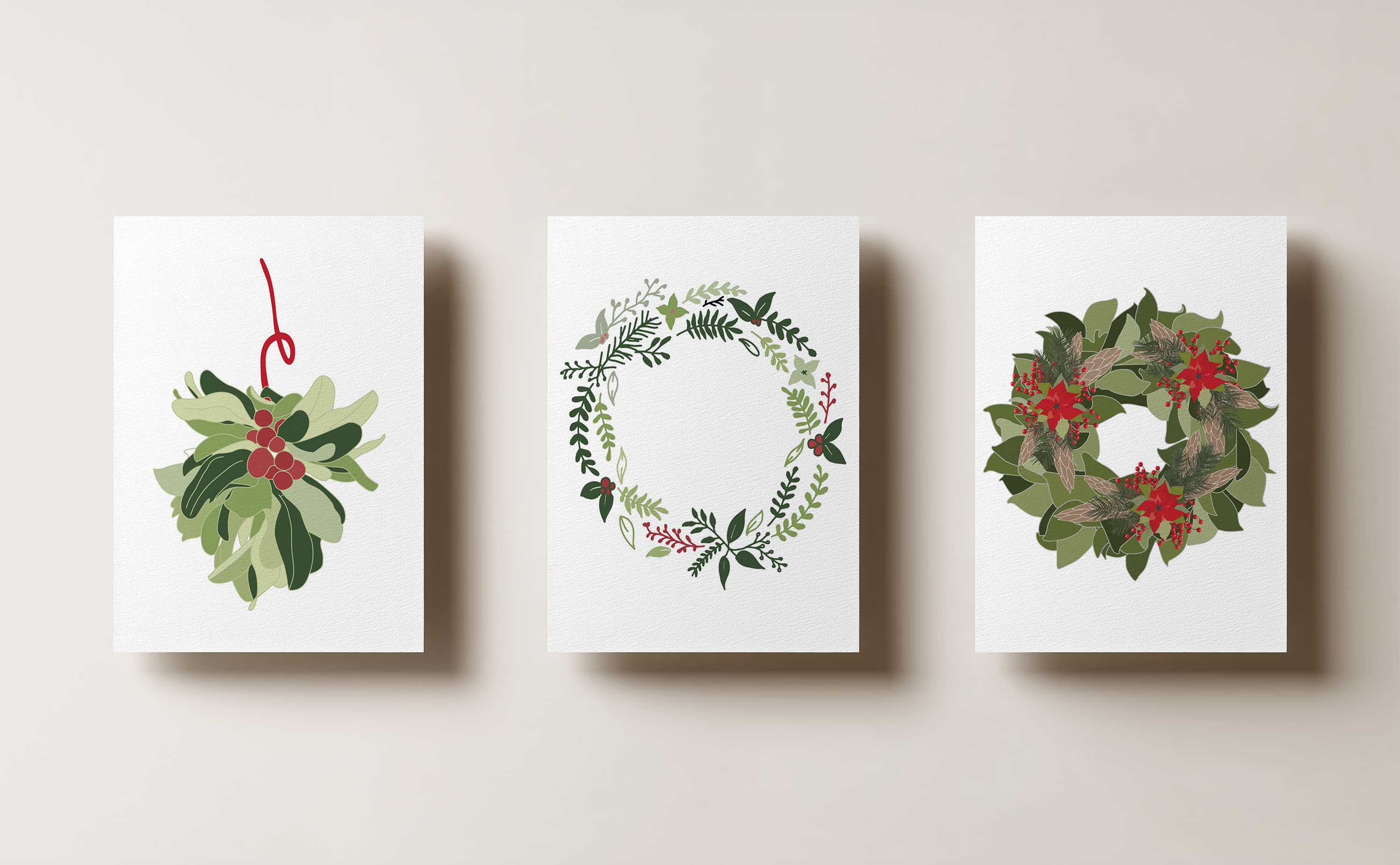 Kartoti Designs - Wholesale Art Print - Holiday Greens Mini Print Set6