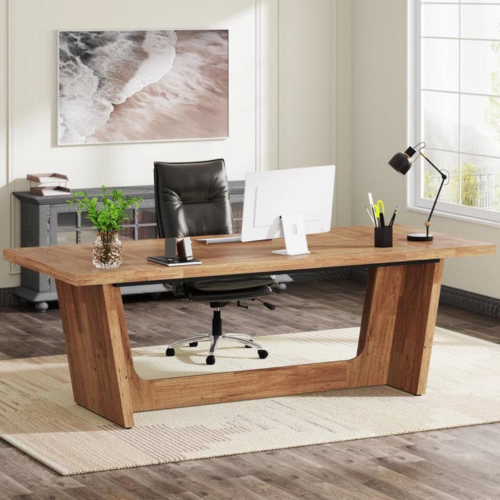 Walnut 70 Inch Executive Desk For Home Office Workspace for wholesale by ShipItFurniture
