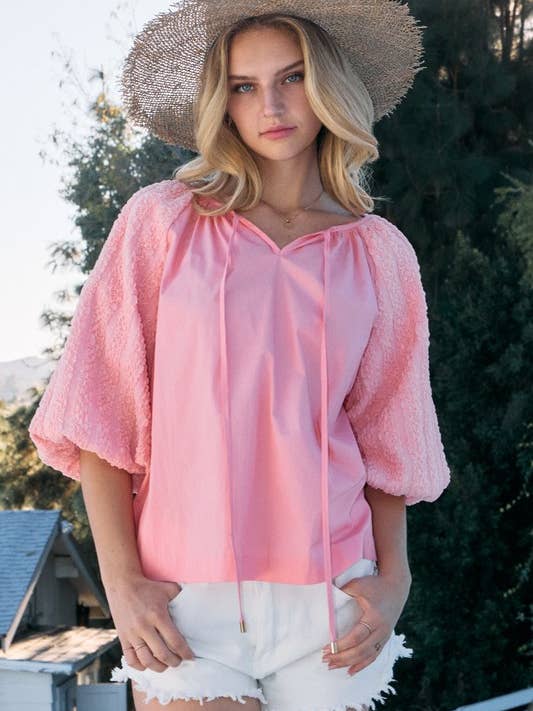 Blusa con maniche a bolle in popeline massiccio per la vendita all'ingrosso da parte di Oddi