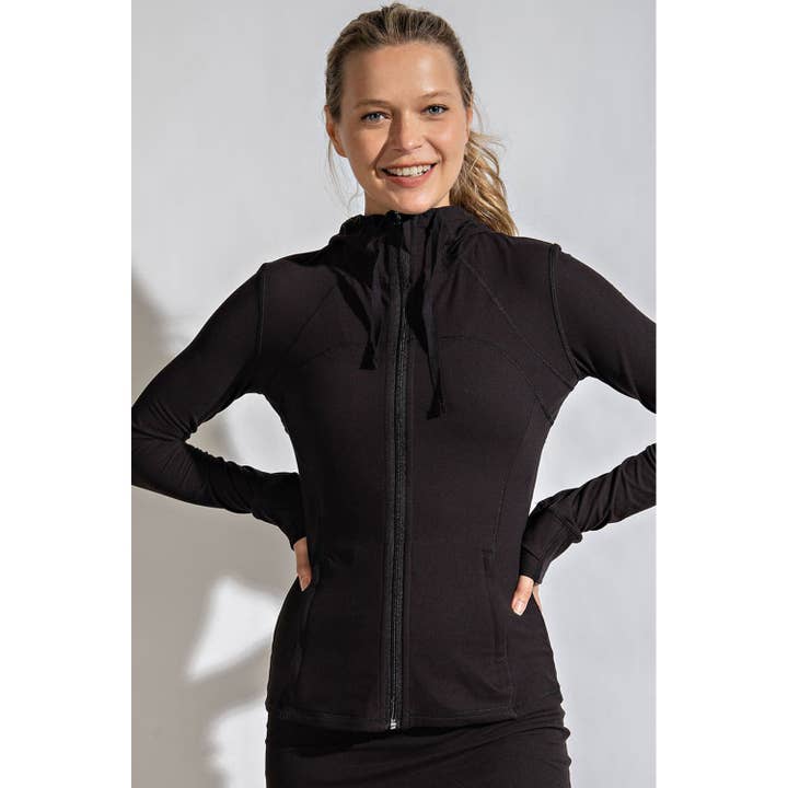 Black FITTED JACKET WITH HOOD for wholesale on Faire