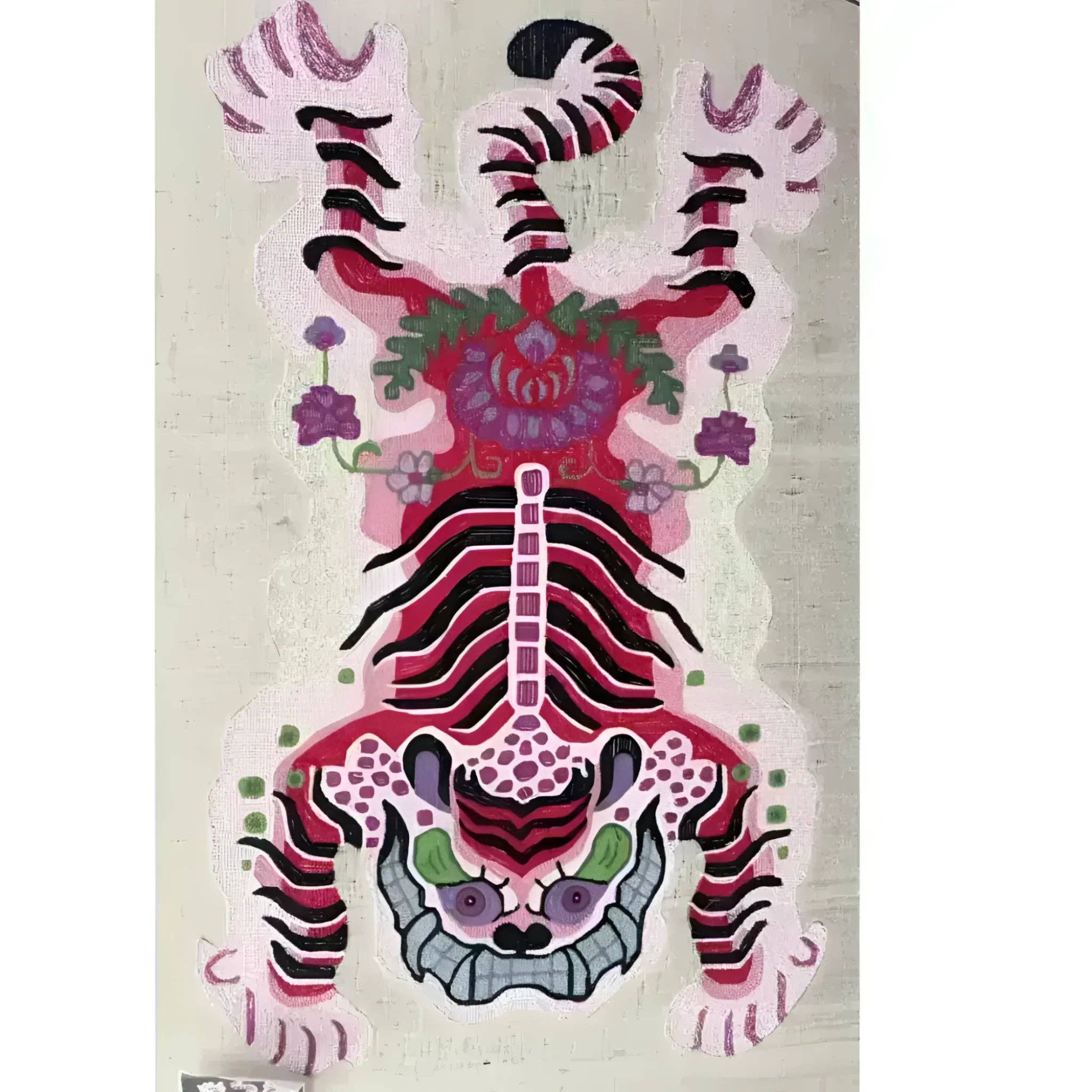 Maia Homes – wholesale Area rug – Chinoiserie Tibetan Tiger Hand Tufted Wool Rug - Pink8