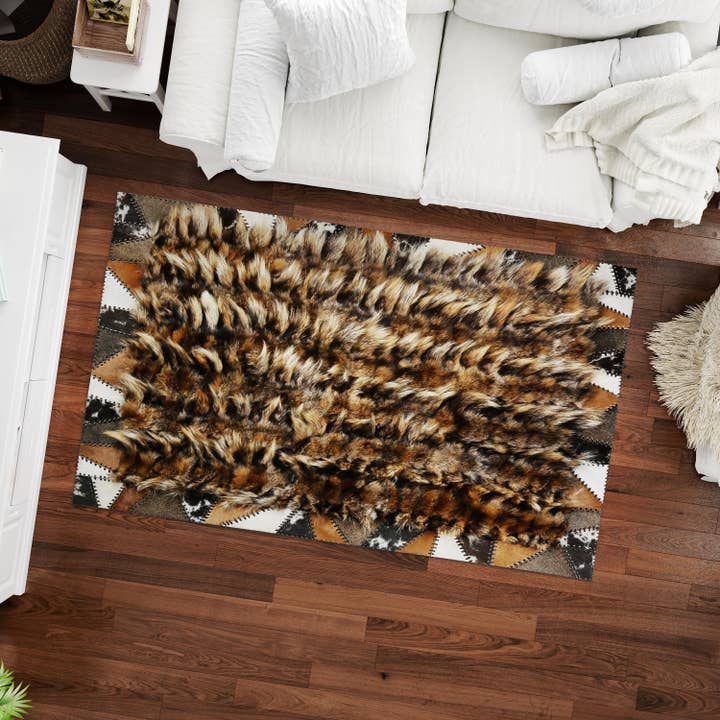 Alfombra de Piel de Zorro Natural – Alfombra de Lujo Hecha a Mano en Piel Marrón y Negra para venta al por mayor de Karelias And Sons