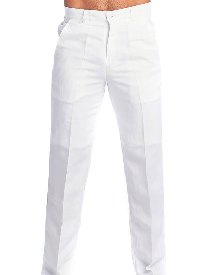 Pantalon habillé en lin à devant plat pour homme Mojito Slim Fit Casual Resort Wear pour la vente par MOJITO COLLECTION