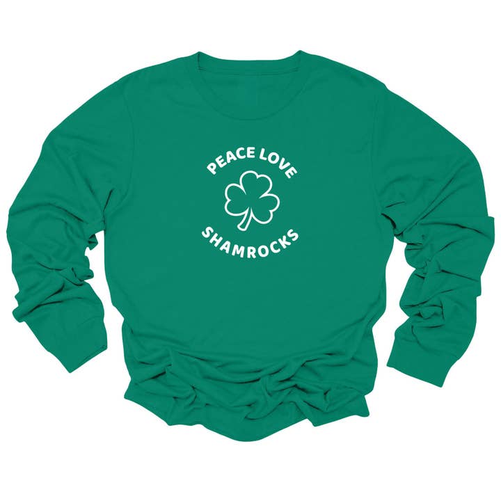 Peace Love and Shamrocks | St. Patrick's Day Shirt | Long Sleeve for wholesale by Luv the paw