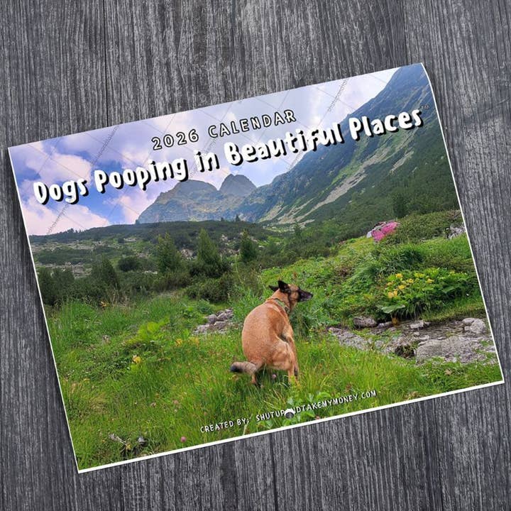 Dogs Pooping in Beautiful Places™ 2026 Calendar - Gag Gift for wholesale by ShutUpAndTakeMyMoney