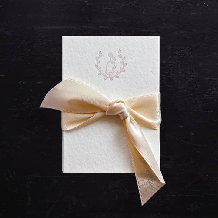 Ancesserie Letterpress - Wholesale Stationery/Notecard Set - Pixie Lily Bunny Petite Cards: Pink