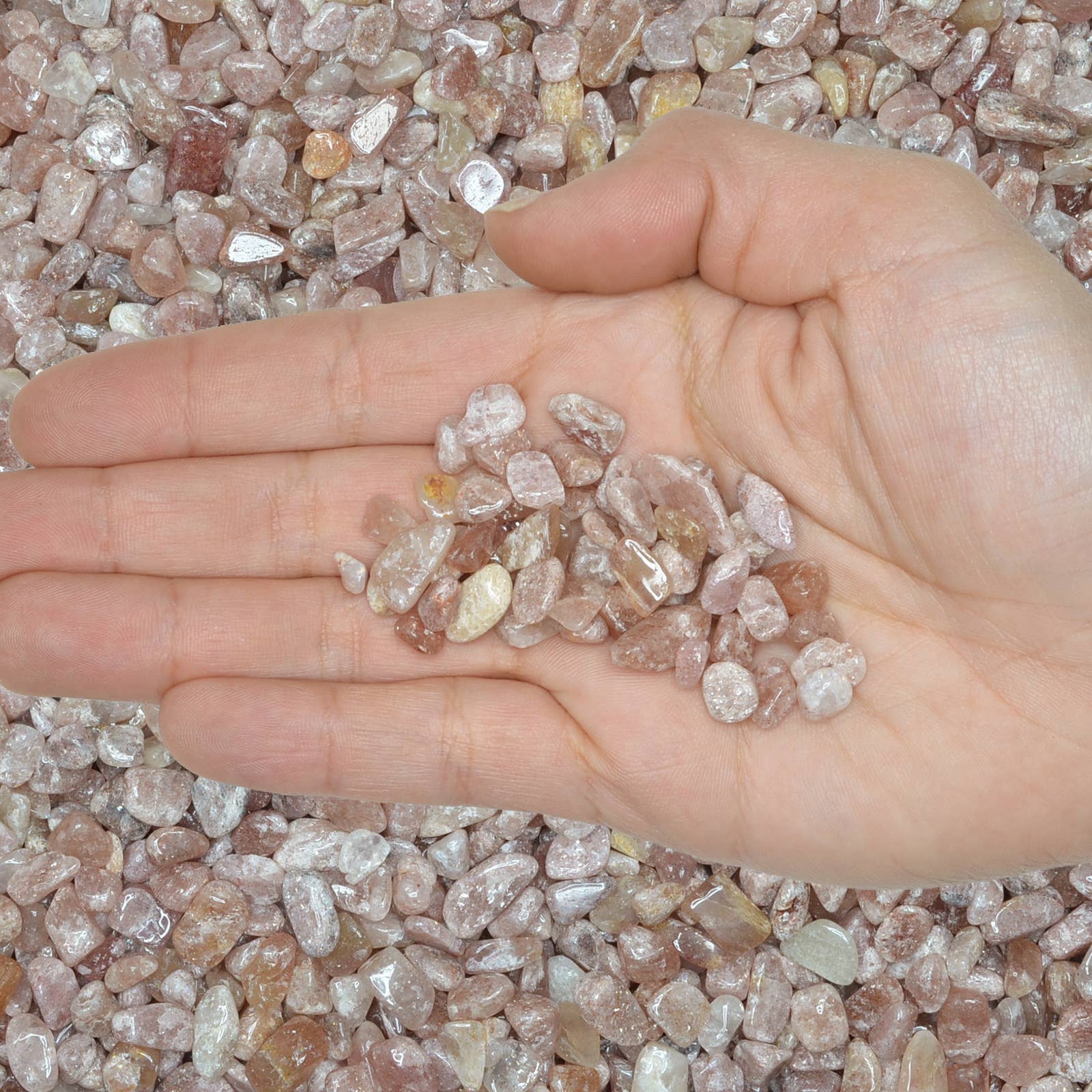 Fantasia Mining - Vendita all'ingrosso Pietra/cristallo spirituale - Patatine al quarzo burattato alla fragola da 0,2" a 0,3" - Cina (1 libbra)1
