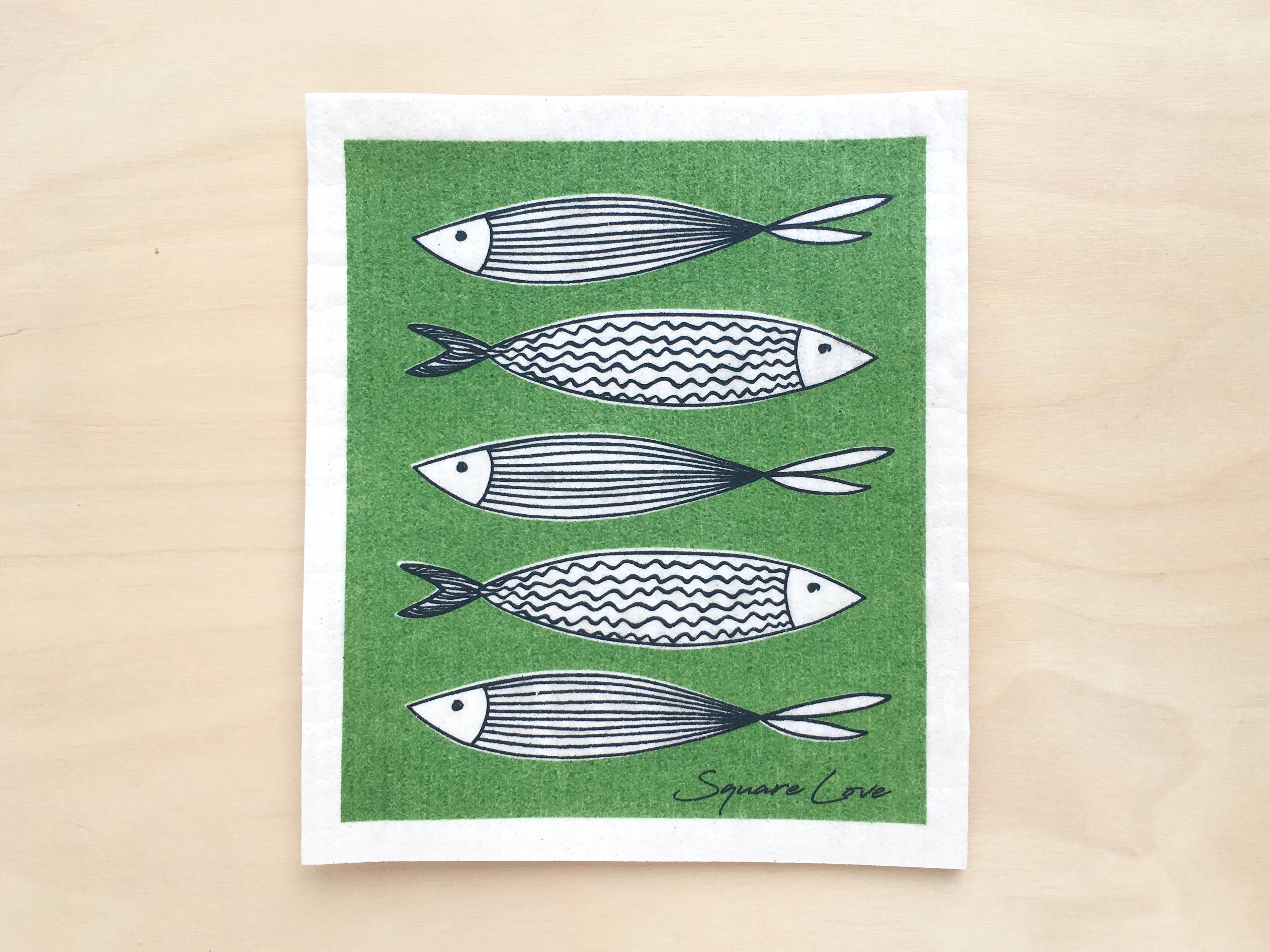 Square Love - Wholesale Dishcloth - Fish Swedish Dishcloth2