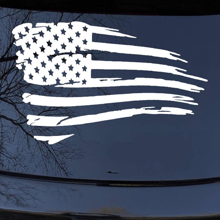 Distressed American Flag Car Truck Decal Sticker for wholesale by Rad Dezigns