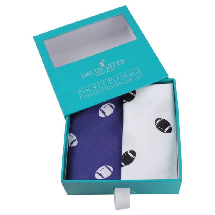 Blue & White Rugby Print Handkerchief Set for wholesale by Dalaco - incorporating David Aster
