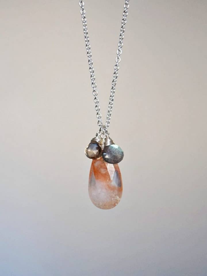 Rutilated Quartz Cluster Necklace for wholesale by Solana Jewelry