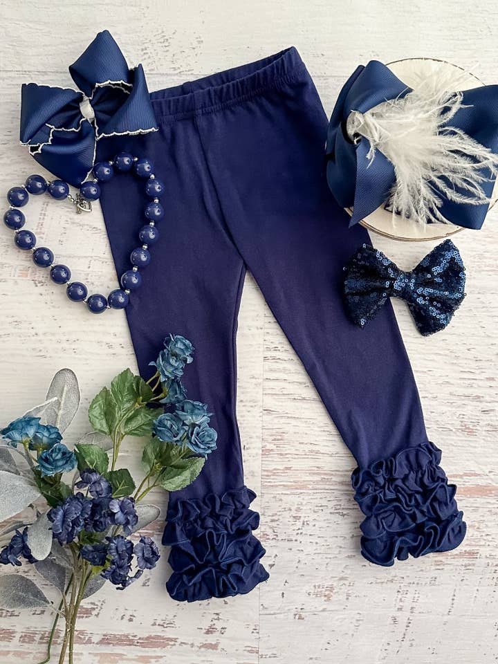 The Hair Bow Company - Wholesale Fashion Leggings - Kids - Solid Ruffled Fitted Icing Leggings (more colors!)11