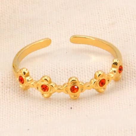 Roestvrijstalen bloemkroonring met strass voor dames 0424033 voor wholesale door Lilas de Seine