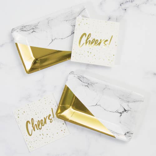 PLATTA 9 RECT FOLIE 6/8CT MARMOR för wholesale av Party Hunterz LLC