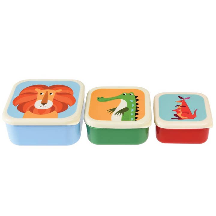 Bobangles - Wholesale Lunch Bag/Box - Kids - Rex London Snack Box Set of 3 - Colourful Creatures